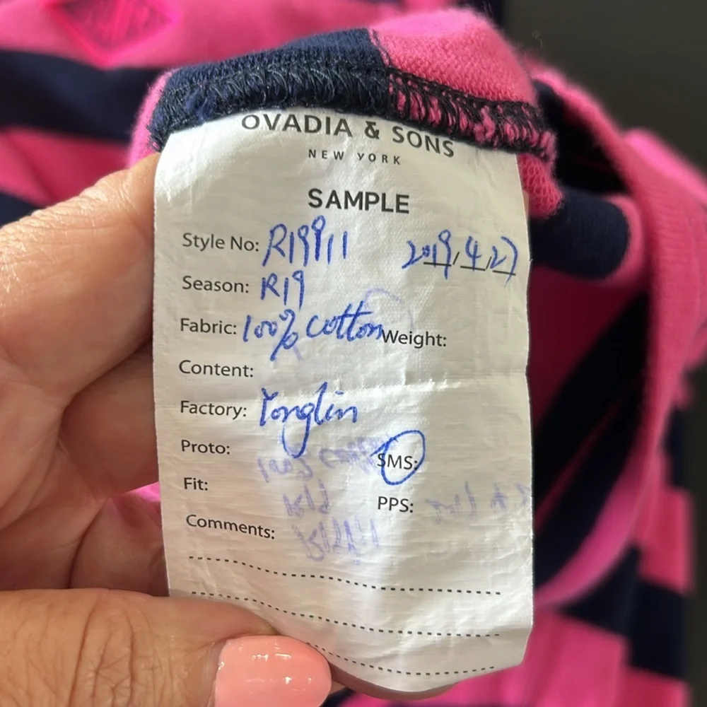 Ovadia & Sons Pink Black Rugby Polo Long Sleeve Shirt. Size M - Picture 8 of 12